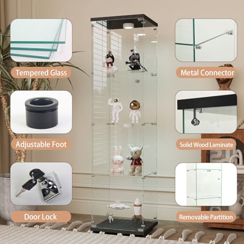 White Two-Door Glass Display Cabinet with 4 Shelves D760