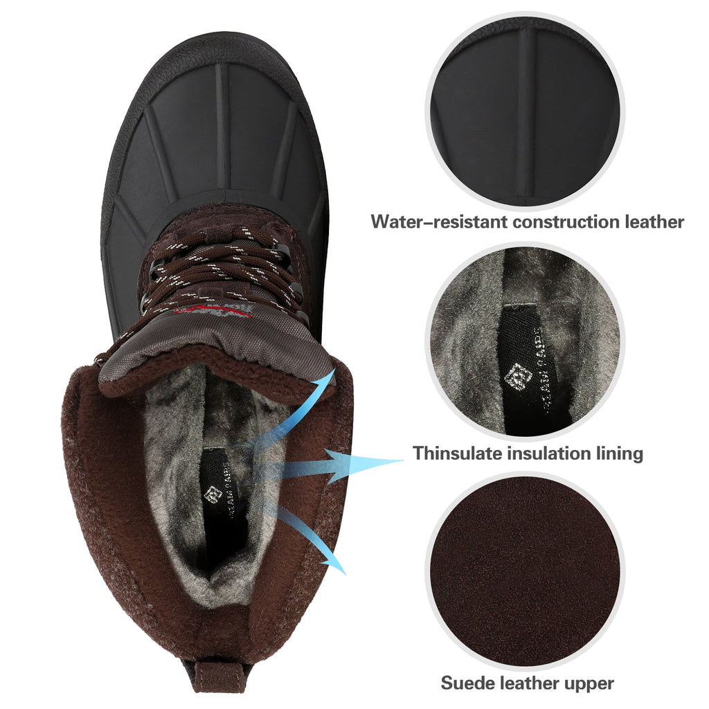 Brown Insulated Waterproof Snow Boots Work Boots X54578