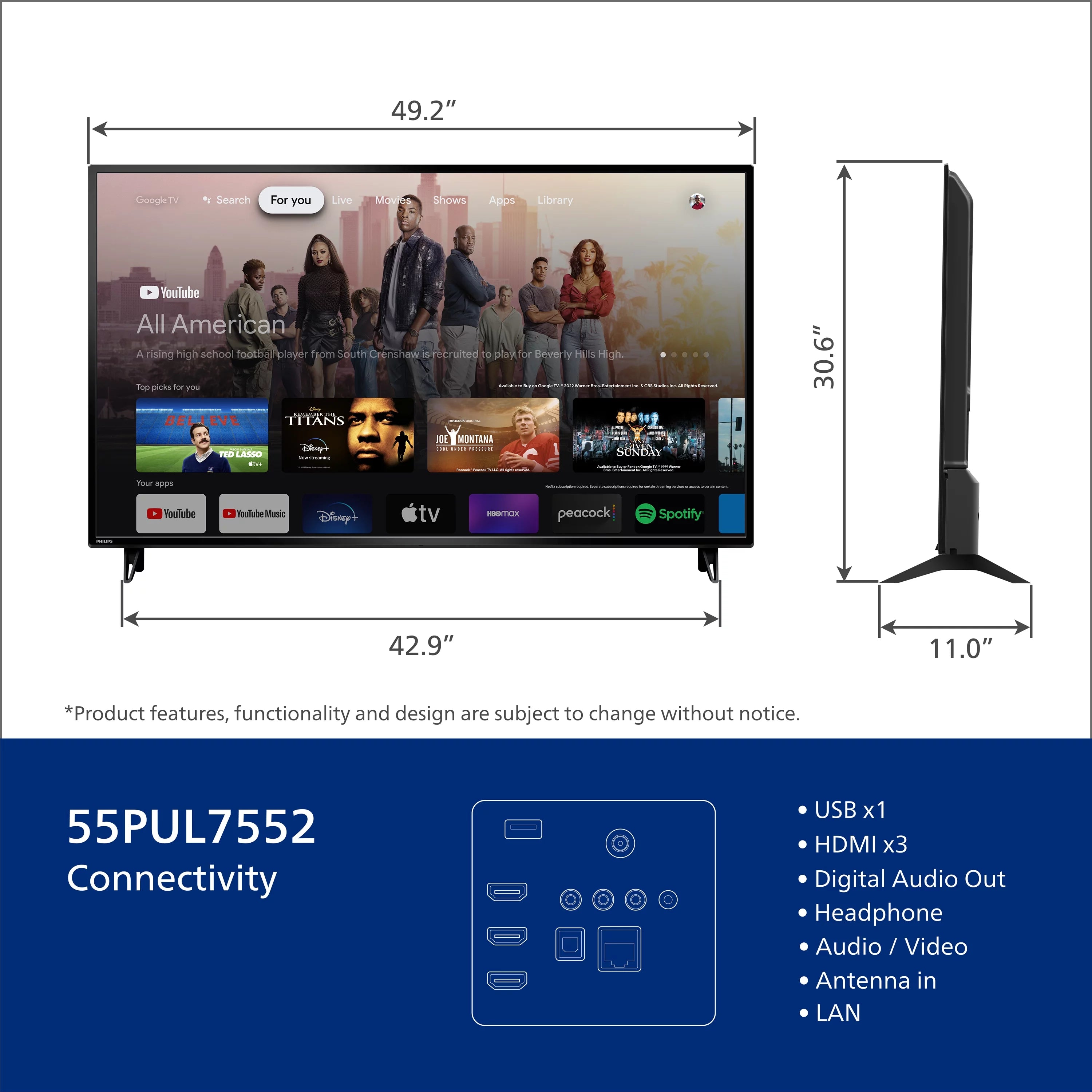 55 Class 4K Ultra HD Google Smart LED TV B34649