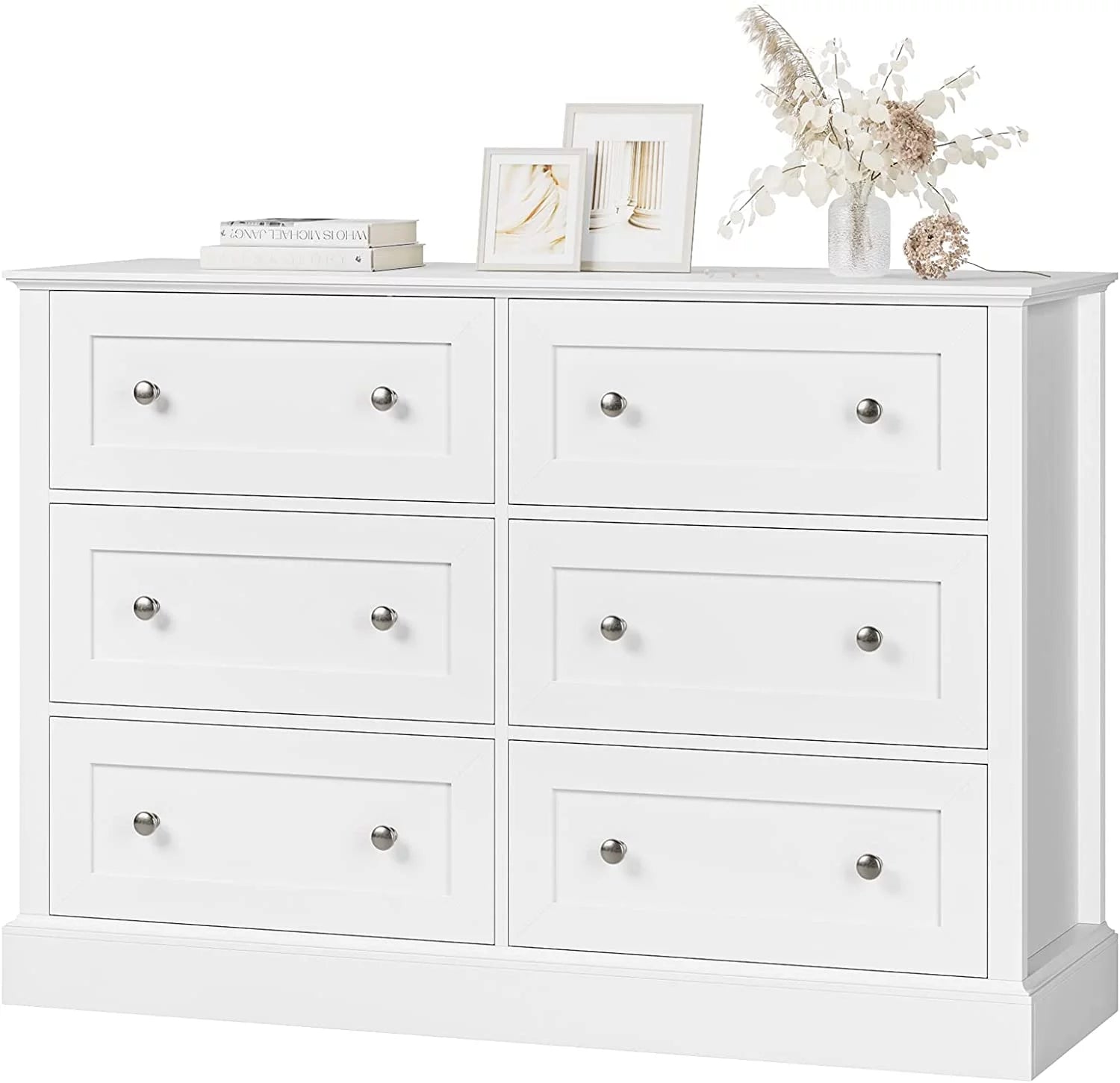 White 6 Drawer Double Dresser X7894
