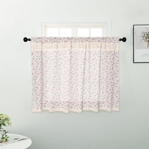Beige Cotton Linen Tier Curtain 36 Inch Long 1 Panel G383
