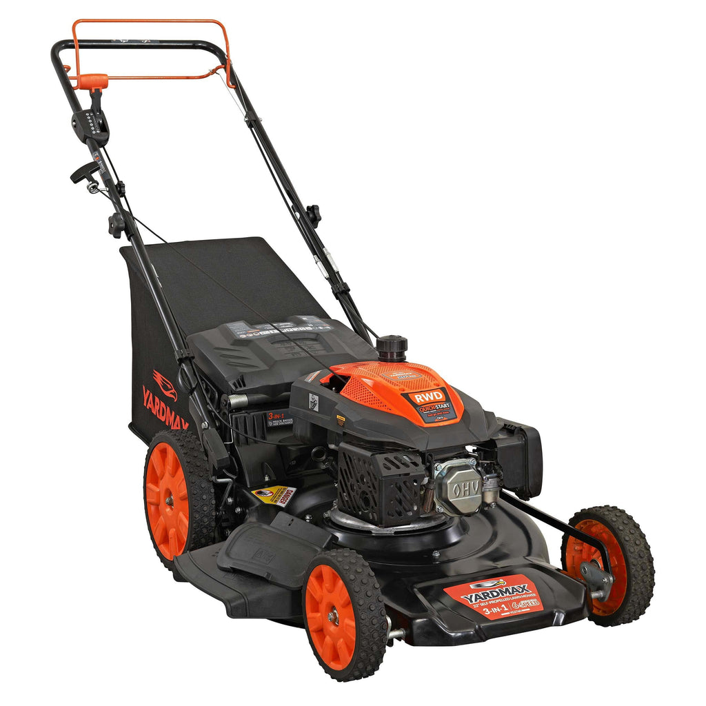 22 in. 201cc 6 Speed CVT RWD 3-in-1 Gas Self Propelled Lawn Mower V406719
