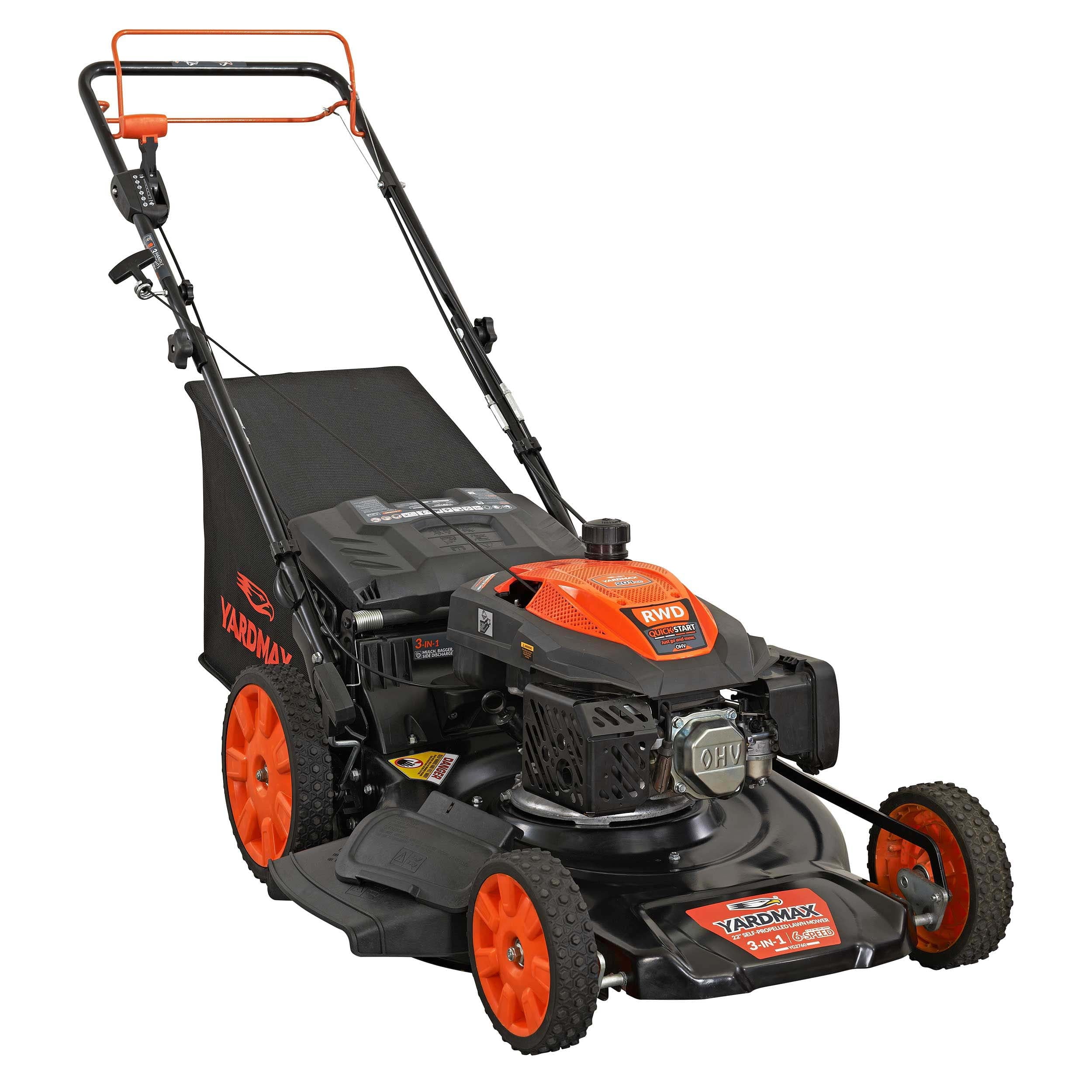 22 in. 201cc 6 Speed CVT RWD 3-in-1 Gas Self Propelled Lawn Mower V406719