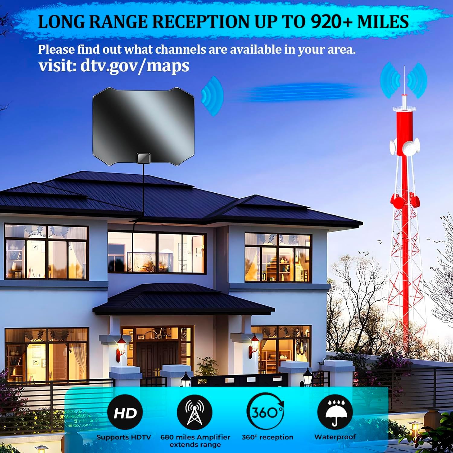 Digital TV Antenna with Amplifier Signal Booster X516