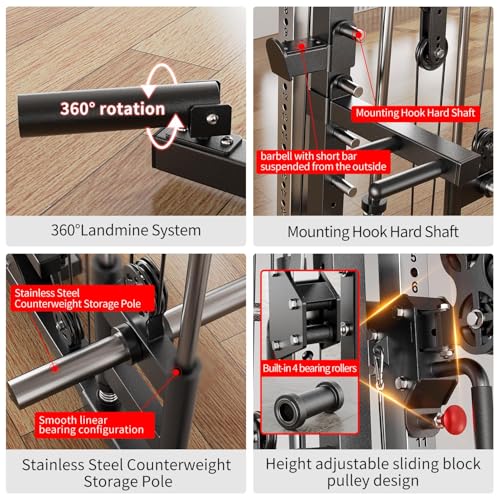 Power Cage Smith Machine Power Rack Squat Rack Cable Crossover System Z358743