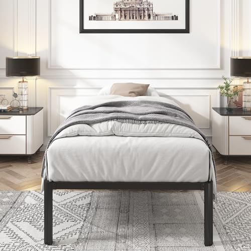 Twin Size 18 Inch Heavy Duty Platform Bed Frame with Steel Slat Support J987