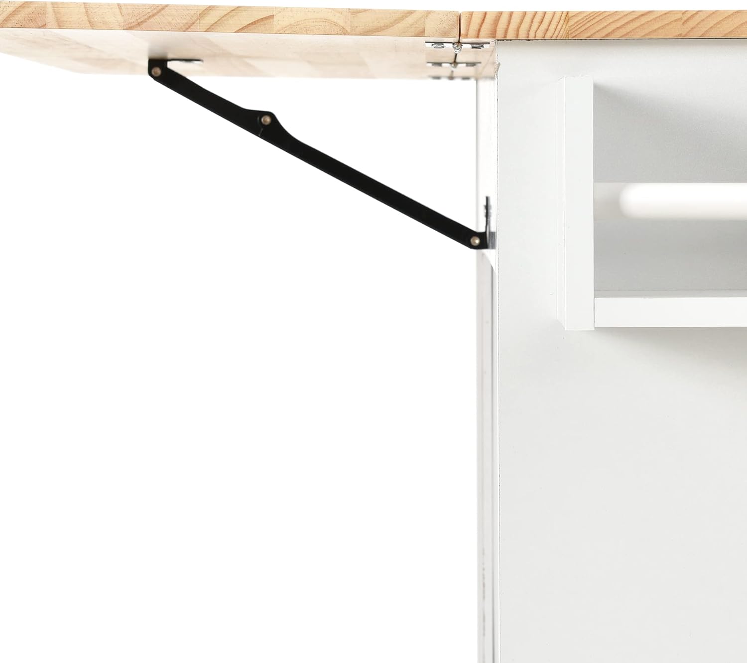 White Kitchen Island with 3 Drawers and Rolling Cart P231749