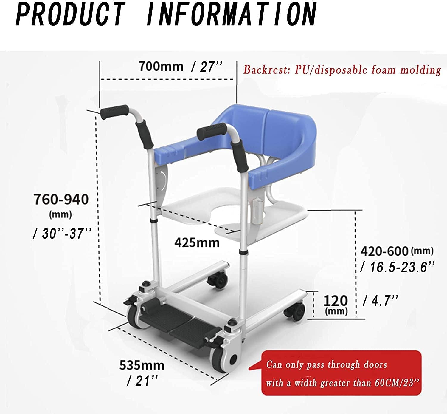 Brown Patient Moving Chair with Removable Cushion and Commode G59743