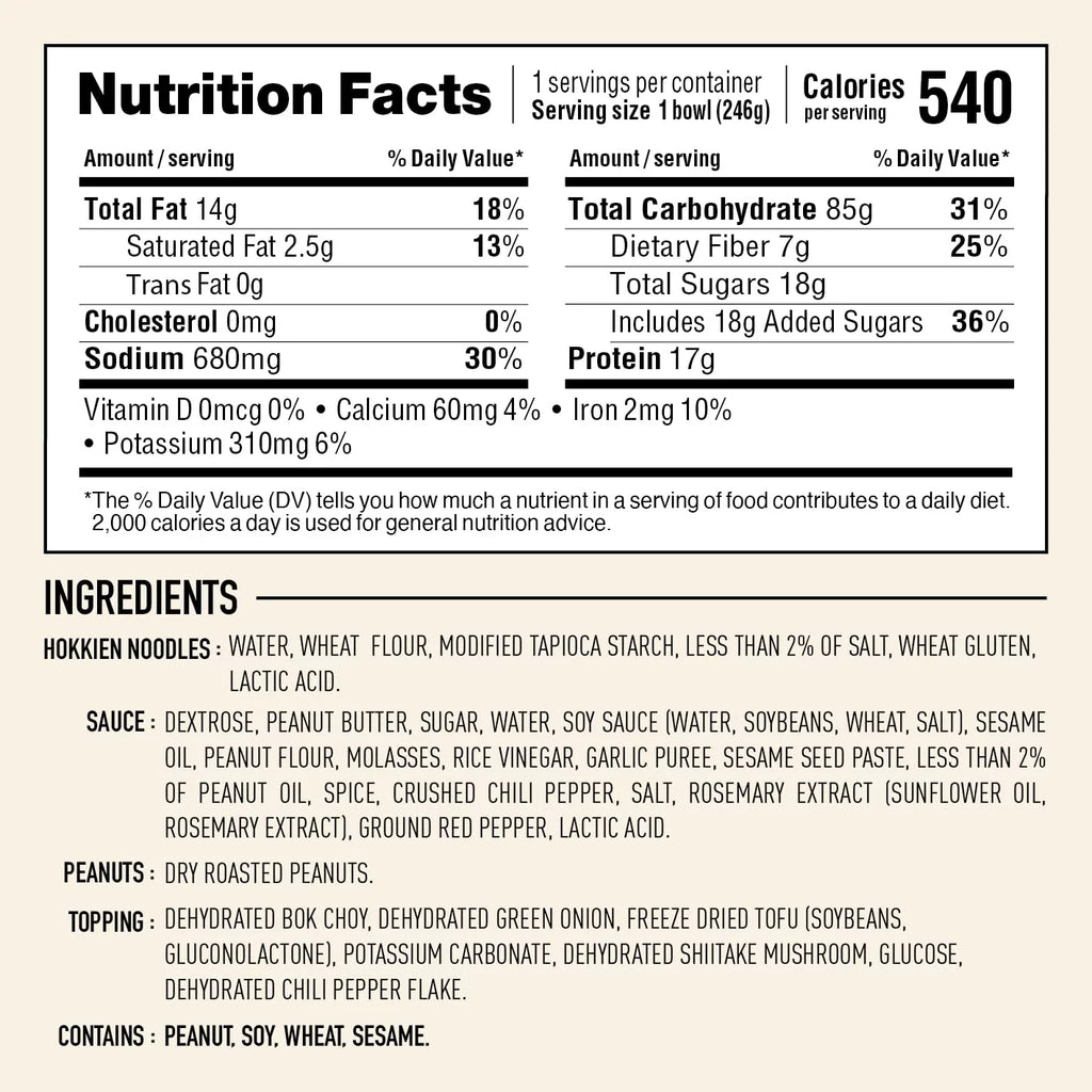 Peanut Sesame Noodle Bowl, Non-Gmo, Vegan, 8.7 Oz (Pack of 6) S6224
