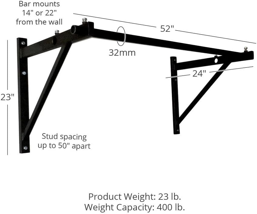 52" Wall Mounted Pull Up Bar, 400 LB C764