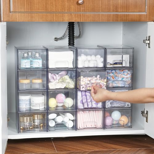 4 Pack Clear Stackable Plastic Storage Drawers C2418