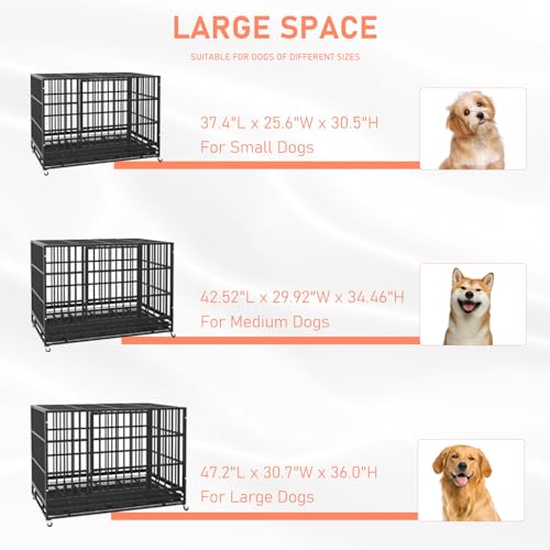 Heavy Duty Dog Crate with Lockable Wheels and Removable Tray V264505