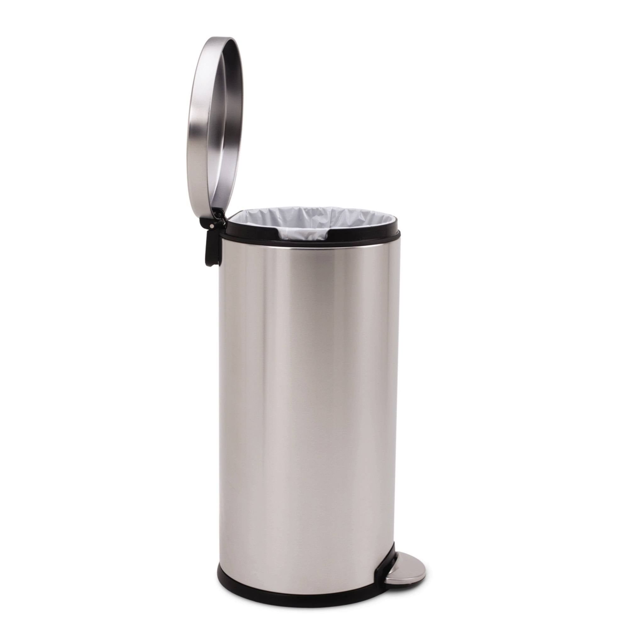 30L Brushed Stainless Steel Step Trash Can O6948