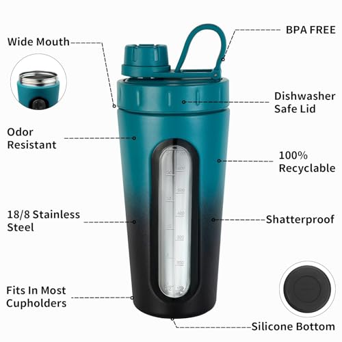 28 oz Stainless Steel Protein Shaker Bottle W256355