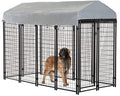 8 x 4 x 6 Ft Metal Galvanized Dog Kennel with Cover V266050
