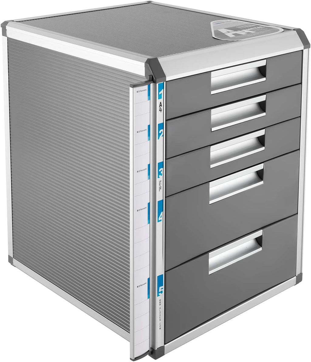 Grey 5 Layers Desktop Drawer Organizer with Lock Y281
