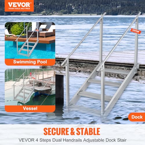 4 Step Aluminum Dock Steps with Nonslip Pedals T9173