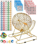 11” Red Bingo Cage with 50 Jumbo Reusable Cards, 18 Standard Bingo Cards, 150 Chips, Master Board, 75 Bingo Balls G804
