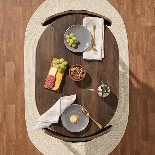3-Piece Oval Dining Table Set with 2 Chairs, Metal Frame, Dark Brown/Black I101727