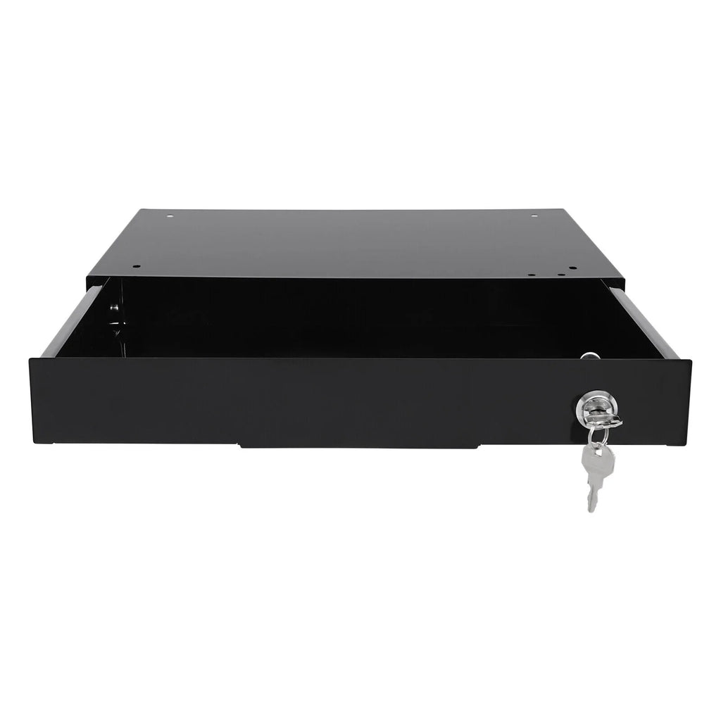 Black Rectangular Under Desk Mounted Iron Drawer Storage with Keys E40411