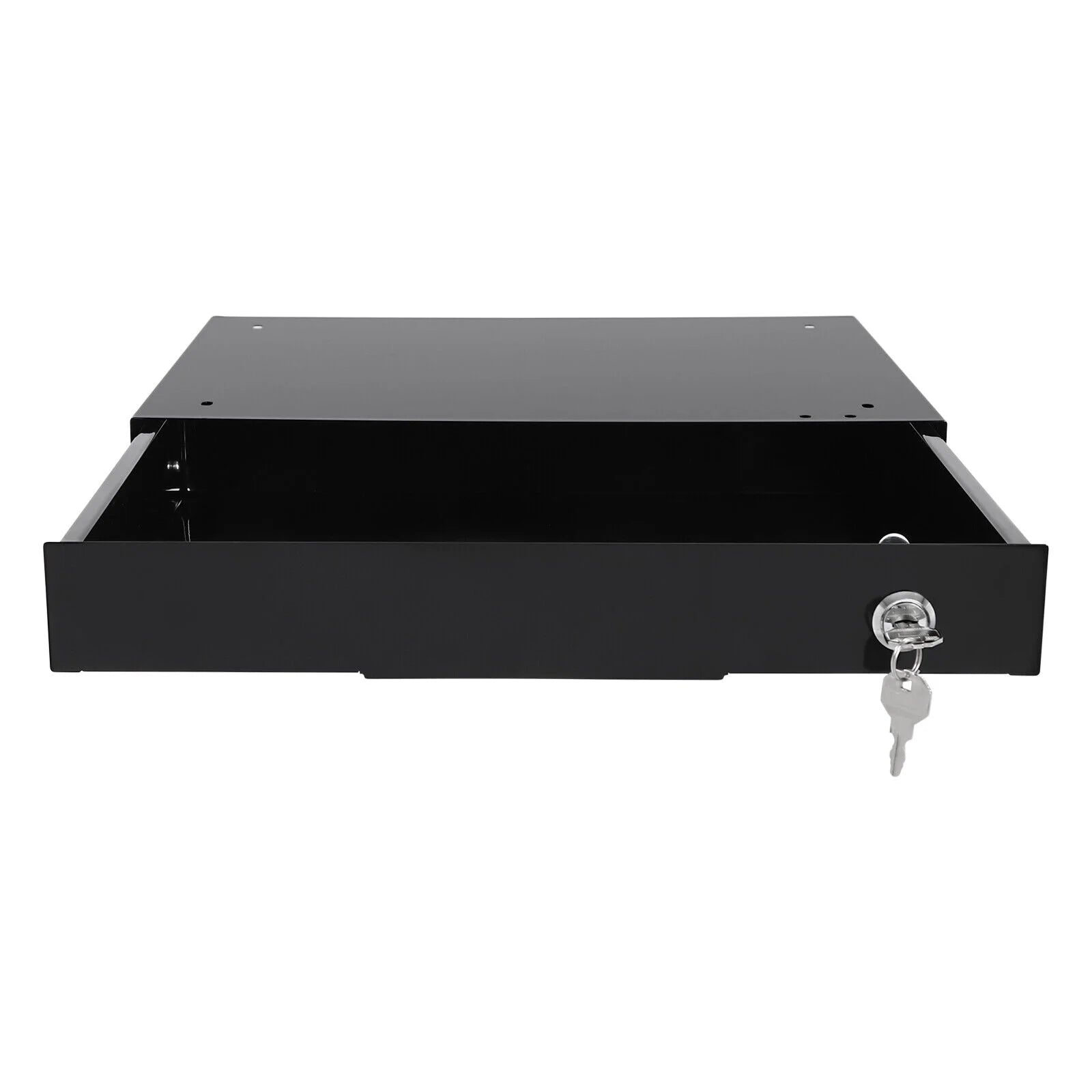 Black Rectangular Under Desk Mounted Iron Drawer Storage with Keys E40411