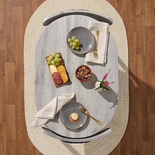 3-Piece Oval Dining Table Set with 2 Chairs, Metal Frame, Dark Brown/Black I101727