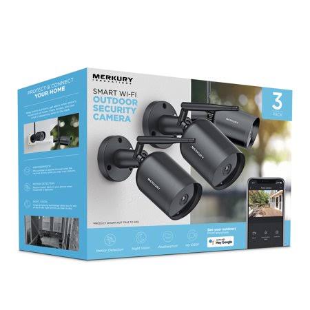 1080p Weather Resistant Night Vision Smart Outdoor Camera 3 Pack Black W411892