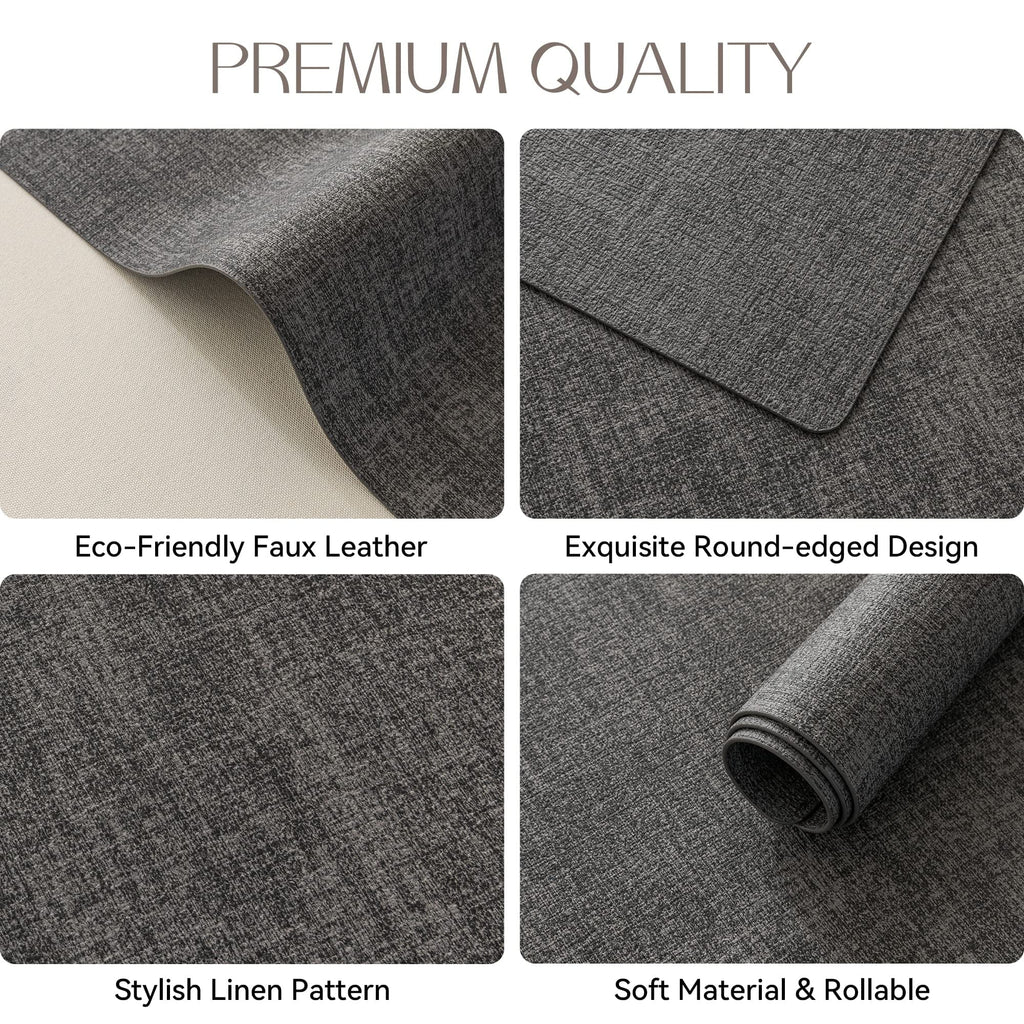 Dark Grey PU Faux Leather Vinyl Placemats Set of 6 Z108