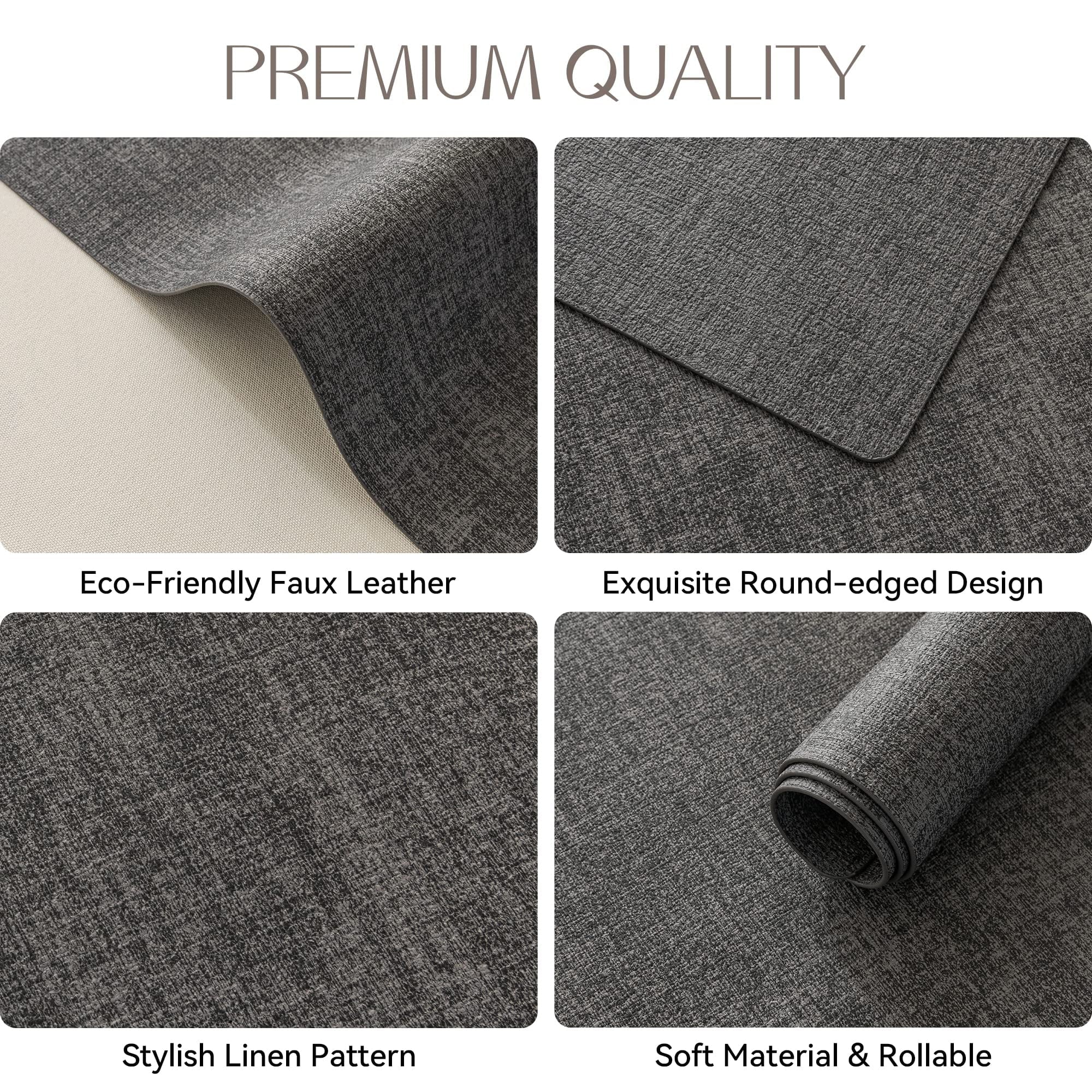 Dark Grey PU Faux Leather Vinyl Placemats Set of 6 Z108