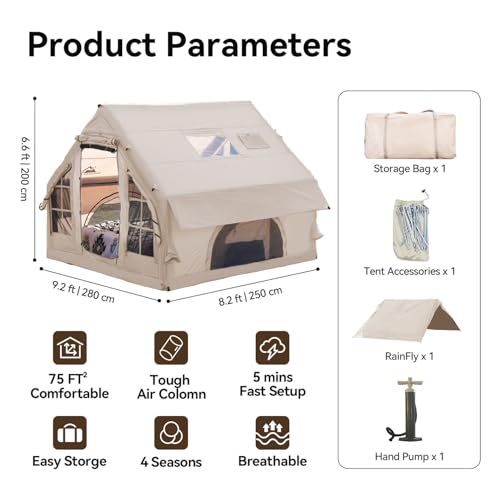 4-6 Person Waterproof Inflatable Camping Tent with Pump J11344