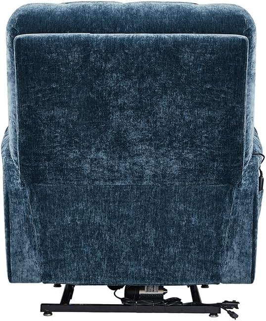 Blue Dual Motor Power Lift Recliner Chair with Remote Control Massage and Heat Cup Holder H628302