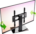 Swivel Height Adjustable TV Stand with Tempered Glass Base, BLACK I711