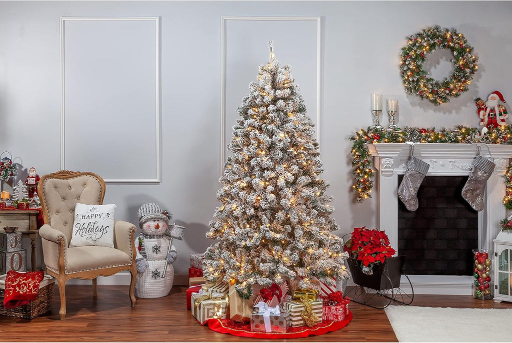7 ft Pre Lit Clear Flocked Pine T164852