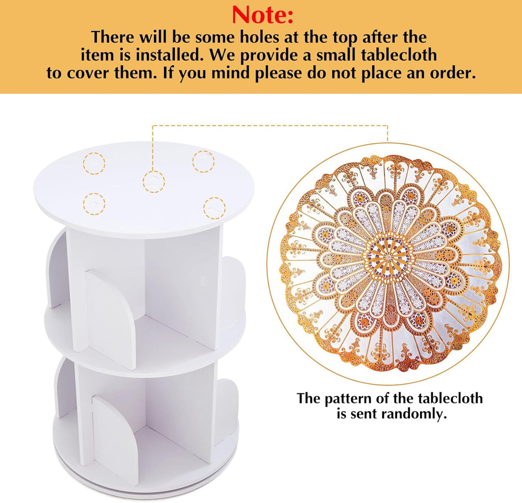 White 2 Tiers Rotating Bookshelf D17695