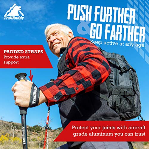 Pair of 2 Lightweight Collapsible Aluminum Trekking Poles with Cork Grip R965192