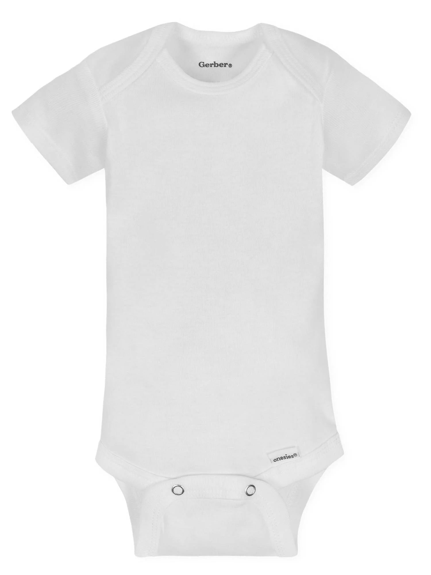 White Cotton Rib Short Sleeve Bodysuits, 8-Pack Q82436