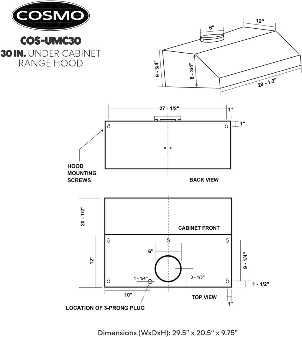 30 in. Ducted Under Cabinet Stainless Steel Range Hood Q165158