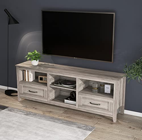 70" Wood TV Stand with 2 Drawers and 4 Storage Compartments U324