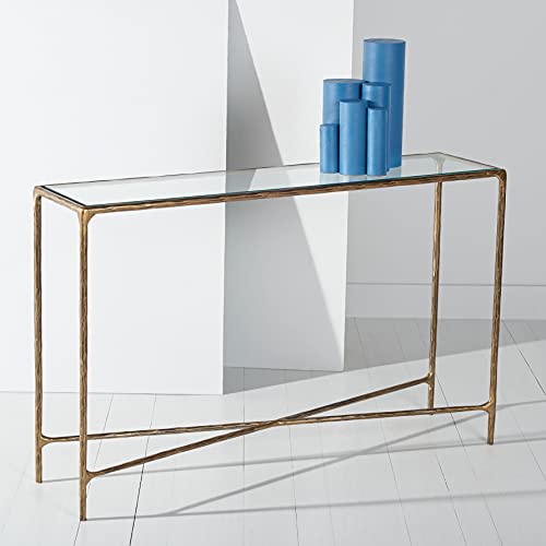 Silver Metal/Tempered Glass Top Rectangle Console Table T4518