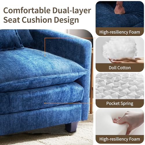 40" Chenille Lounge Chair with Ottoman (Beige, 1-Seat) Z869