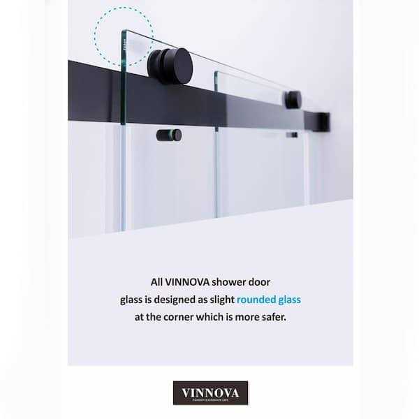 Brushed Gold Double Sliding Semi-Frameless Shower Door with Clear Glass L6431