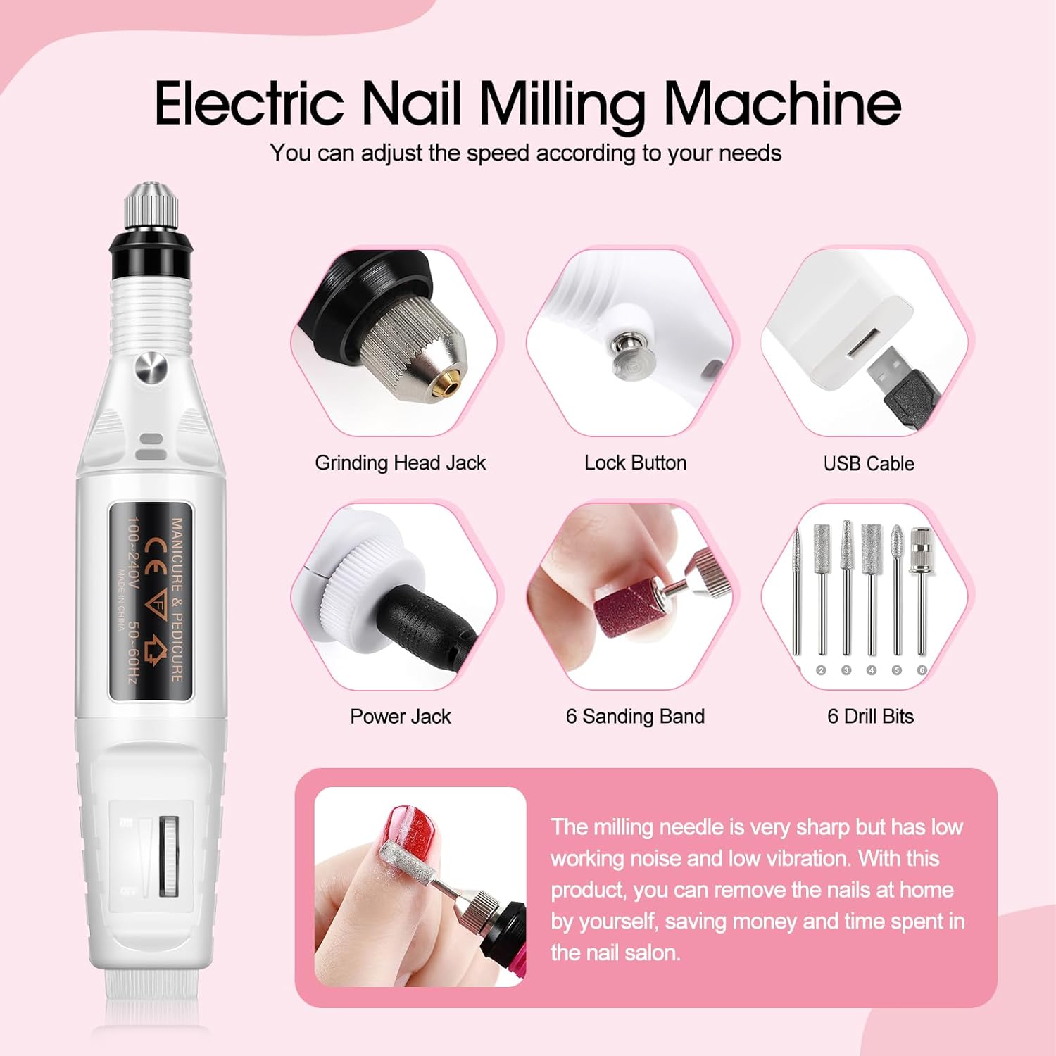 36Pcs Acrylic Nail Kit with Drill and UV Light M48464