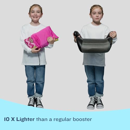 Inflatable Booster Car Seat - Blow Up Narrow Backless Booster Car Seat for Travel - Pink W159971