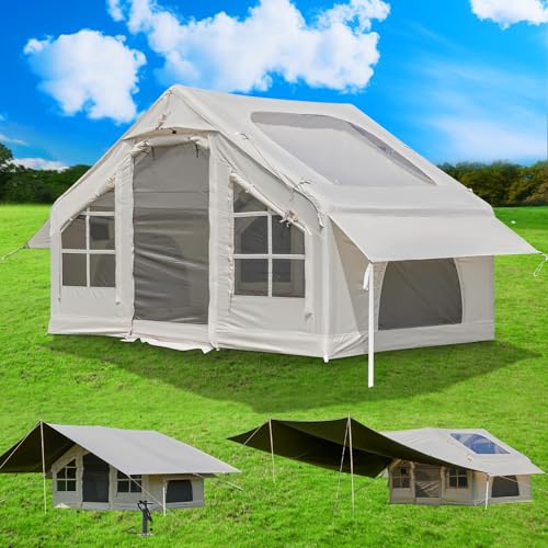 Inflatable Tent with Pump, 4-6 Person Instant Camping Tents, Waterproof with Mesh Windows X1517