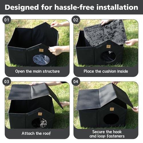 Weatherproof Insulated Outdoor Cat House with Oxford Fabric S3444
