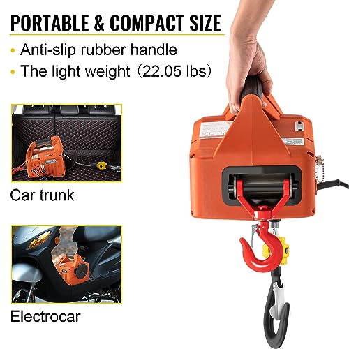 880LBS 110V Electric Hoist Winch with Remote Control X657298