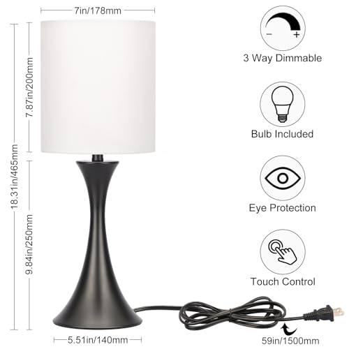 Beige Shade Cream Base 3 Way Touch Control Table Lamp Y2526