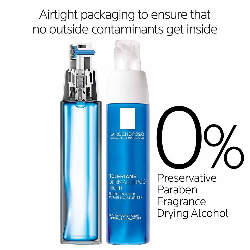 Toleriane Dermallergo Night Cream Intense Soothing Moisturizer with Vitamin E for Sensitive Skin J1577