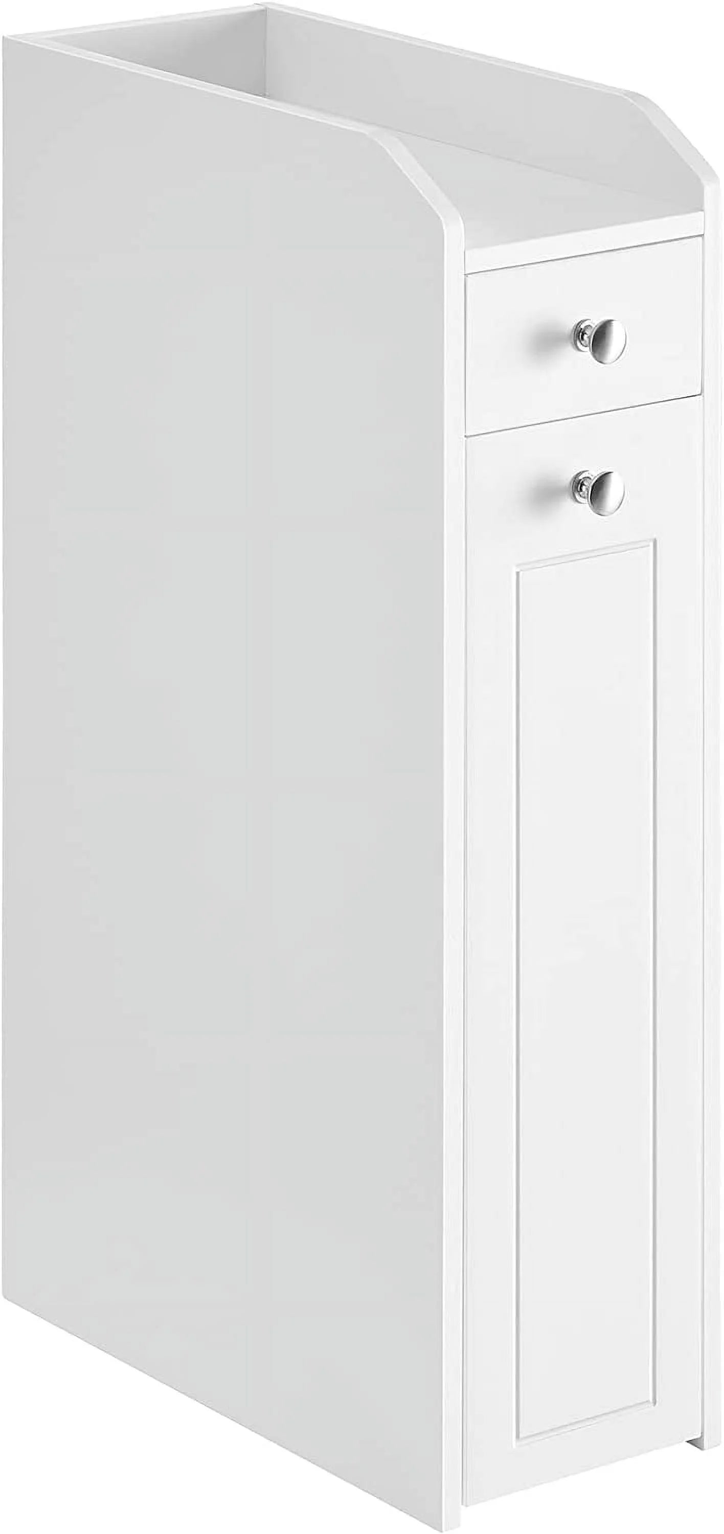 White Slim Bathroom Storage Cabinet with Slide Out Drawers T7001