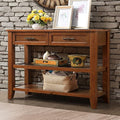 Antique White Console Sofa Table with 2 Drawers and Shelves A658